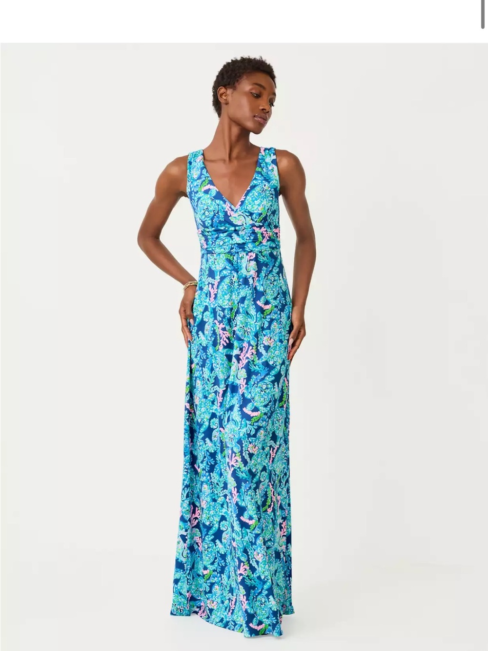 NWT Lilly Pulitzer Navy Dress with Pink and Teal Tropical Print